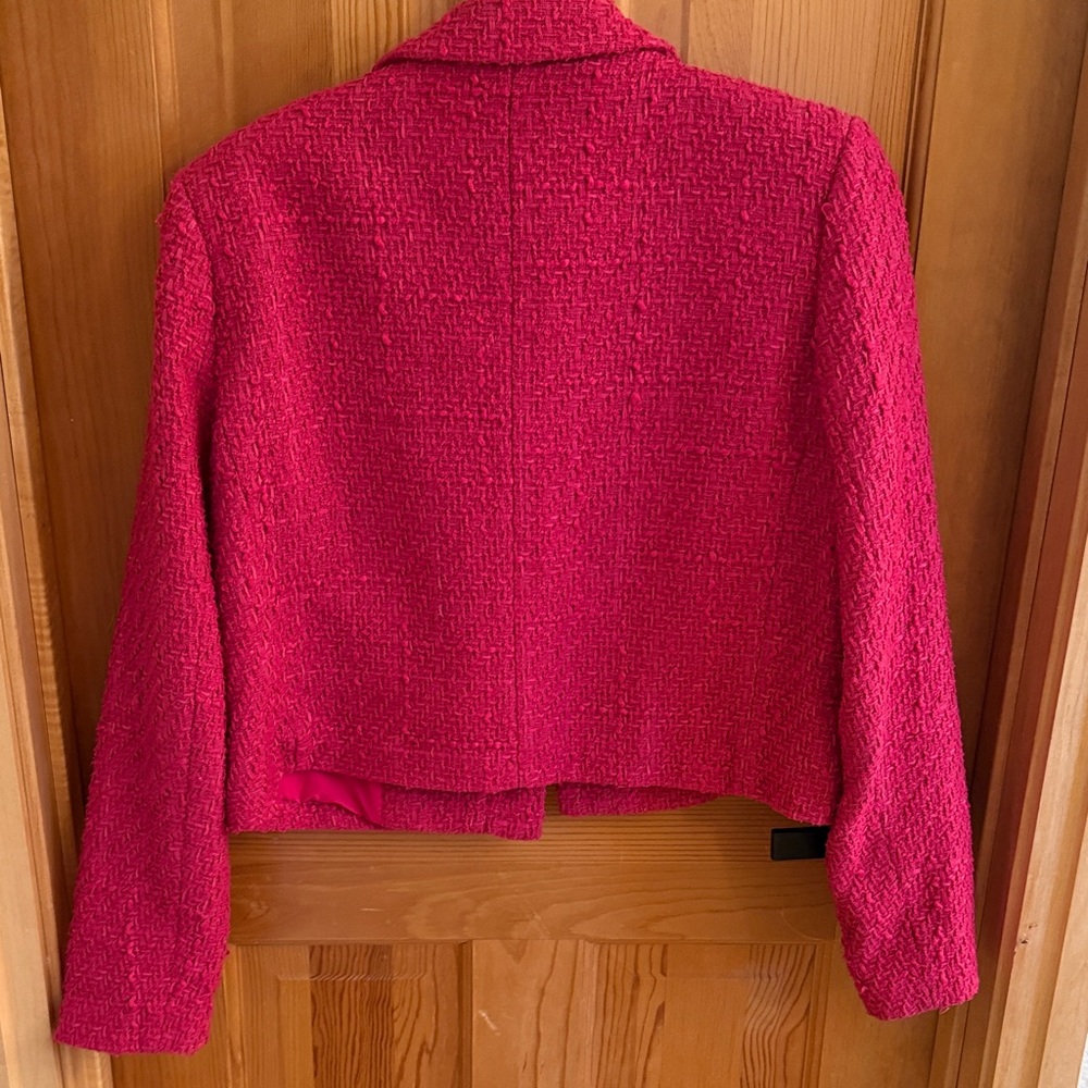 Rachel Zoe Women's Vibrant Red Pink Tweed Blazer - Picture 6 of 6